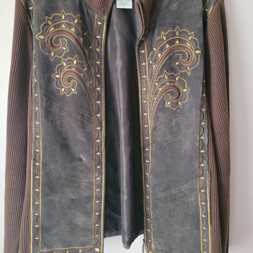 BOB MACKIE REAL SUEDE AND KNIT JACKET - L